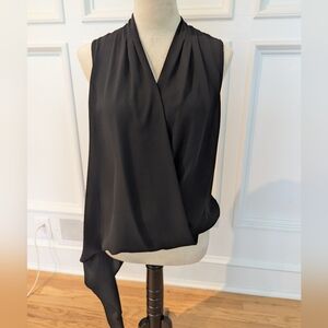 Meraki NWOT Black Draped Sleeveless Blouse